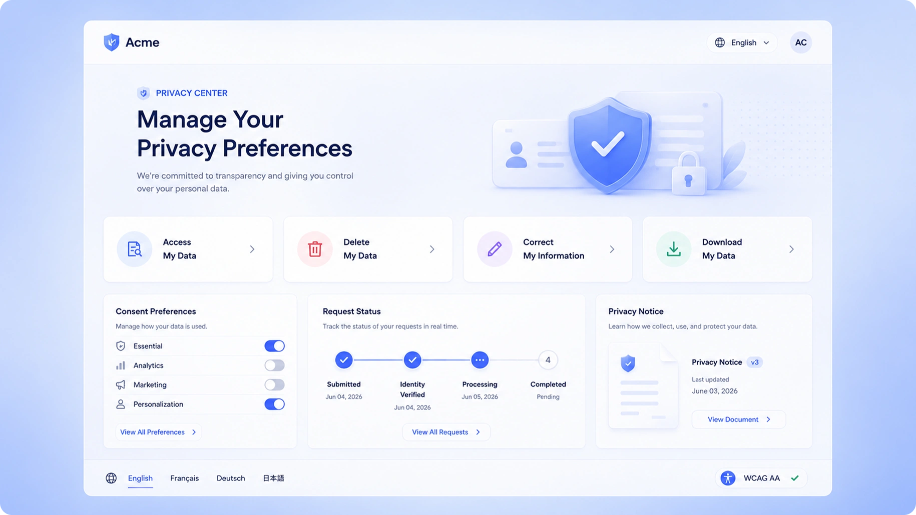 Privacy Center preview